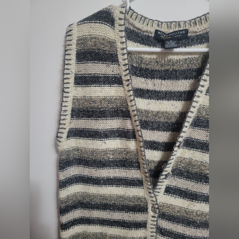 GUC- Metropolitan New York 10001 Cardigan / Sweater Button Down Striped Wool - Picture 4 of 7